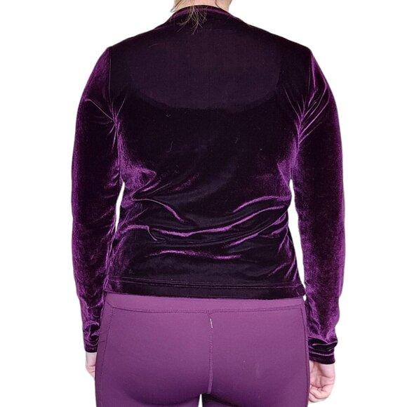 Vintage 90s Womens Medium Purple Velvet Cardigan Sweater Set Stretchy W‎ Tank - Picture 2 of 11